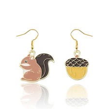 Funny Sweet Squirrel Gift Squirrel Lovers Earrings Squirrel and a Nut Charm Earr