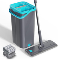 Masthome Wischmopp Set Mit Eimer,2 In 1 Putzeimer Mit Wischmop,Flacher Bodenwisc