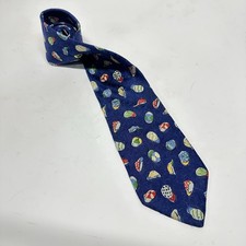 Ermernegildo Zegna Men's Blue Hat  Print Silk Neck Tie Length 57” W 3 3/4