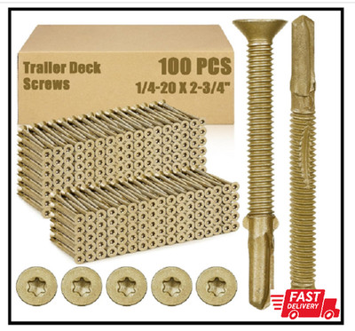 100 Pcs #14 x 2-3/4'' Trailer Deck Screws Self Tapping Sheet Metal Screws Star...