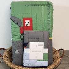 POTTERY BARN KIDS BIG ADVENTURE TWIN QUILT STND SHAM SET HANDCRAFTED COTTON