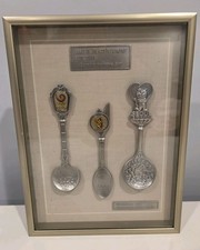 Vintage Framed 1988 Seoul Korea Olympic Games Souvenir Spoons Samsung