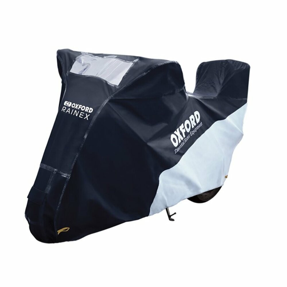 Oxford Rainex Motorcycle/Scooter Outdoor Cover With Black/Silver Trunk - M