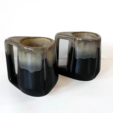 Set Of 2 Vintage Rodolfo Padilla Mugs Drip Glaze Stoneware Coffee Cups Signed