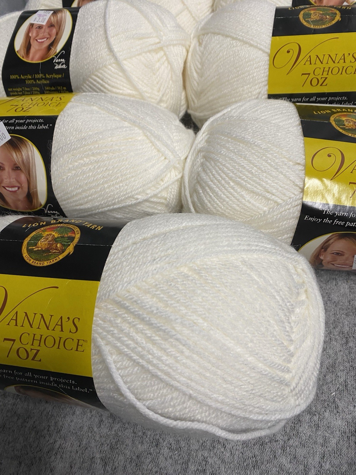 Lot of 7 Lion Brand Vanna's Choice Yarn Skeins in White 100 Medium 4 - second product detail image