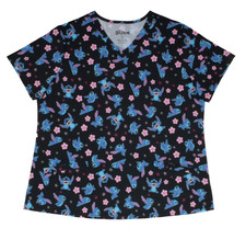 STITCH / Scrubstar NEW  Women's Christmas Scrub Top size 3XL Black/ Pink/blue
