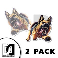 Warning German Shepherd Dog Danger Sticker Decal Waterproof Made in USA 2PK