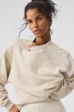 ALO YOGA Accolade Crewneck Pullover Sweatshirt Oatmeal Heather Sz XL