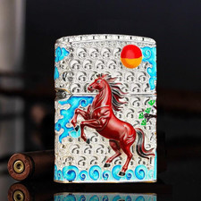 Jacket Illuminous Flying Horse Zippo Lighter Wooden Box