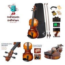 1/2 Violin Solidwood Violin with Hard Case, Bow, Rosin, Tuner, Shoulder Rest ...