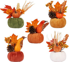 5PCS Fall Thanksgiving Pumpkins Decor for Autumn Home Indoor Decorations