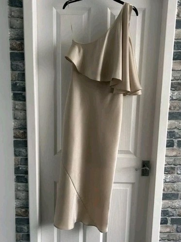 M&S Autograph Iridescent Shift Midaxi One Shoulder Dress UK Size 18 CHAMPAGNE - Picture 2 of 10