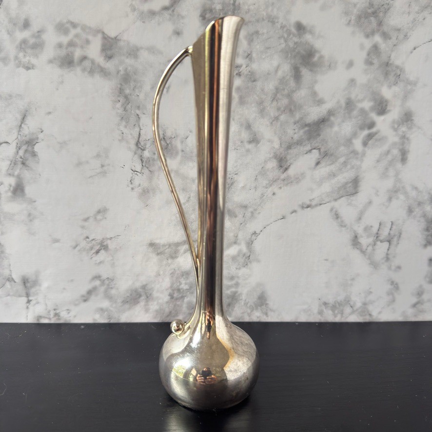 Silver Bud Vase Home Decor Tabletop Floral Arrangement Elegant Modernist