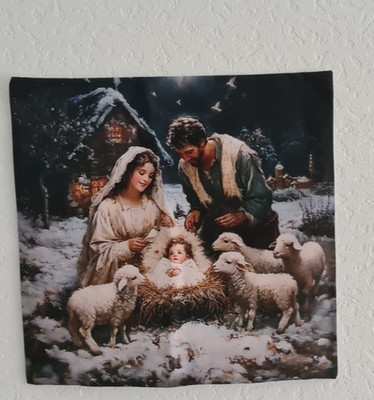 Deko-Kissenbezug  Weihnachten  Maria, Josef und Jesuskind   45 x 45 cm**