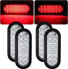 4 Luces Traseras Ovaladas Rojas de 6" con 24 LEDs para Remolque, Lente Transpare
