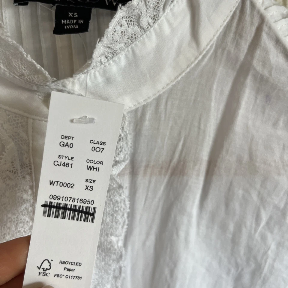 J Crew Top de encaje con cintura ceñida en voile de algodón XS Blanco Foto 3 de 4