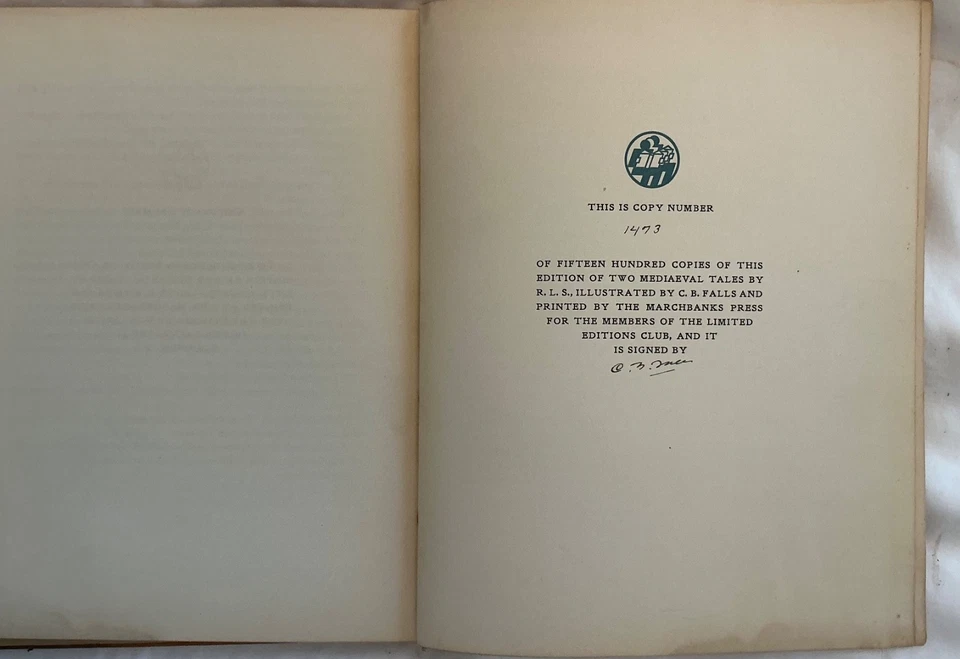 Rare #1473 of 1500 signed copies, Two Mediaeval Tales; Robert Louis Stevenson - Image 3 of 4