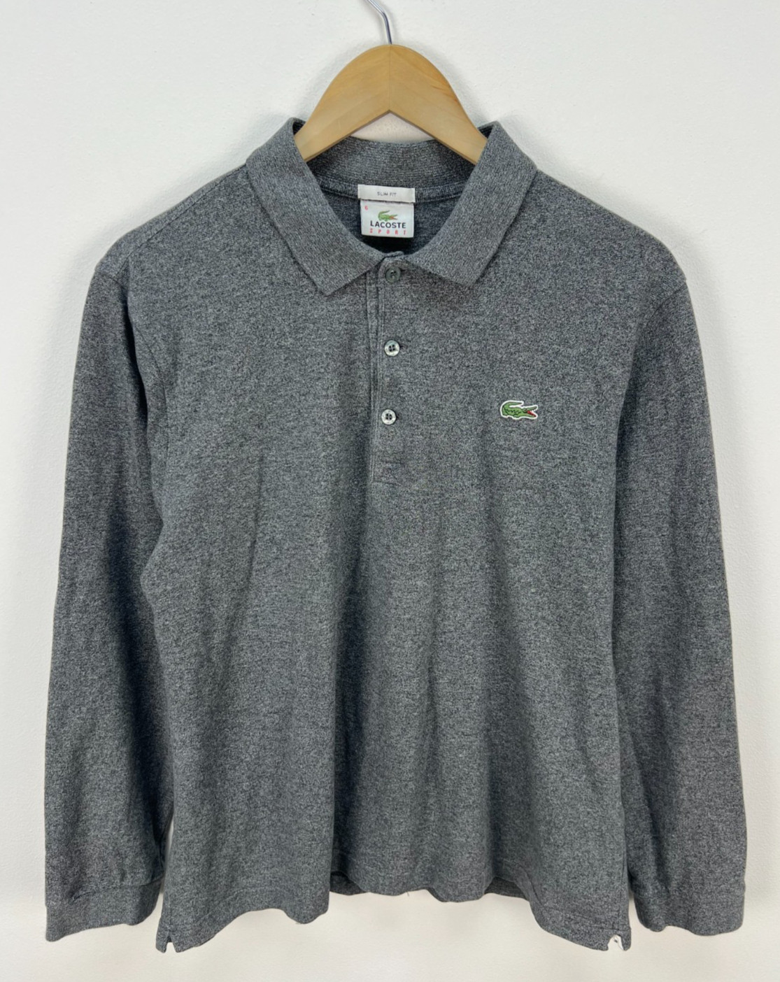 Lacoste Sport Long Sleeve Polo Shirt Gray Size 6 Mens