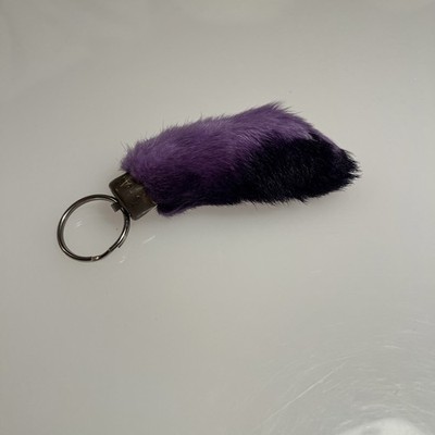 Vintage 3  1960s LUCKY CHARM USA Real RABBIT'S FOOT keychain Purple 
