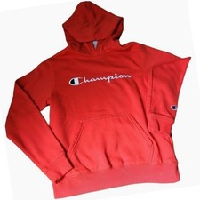 Champion Kids Red Script Logo Pullover Hoodie Sweatshirt Size Large L