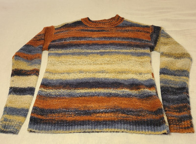 Charlie B Striped Crew Neck Long Sleeve Sweater Wool Blend L Striped SMALL