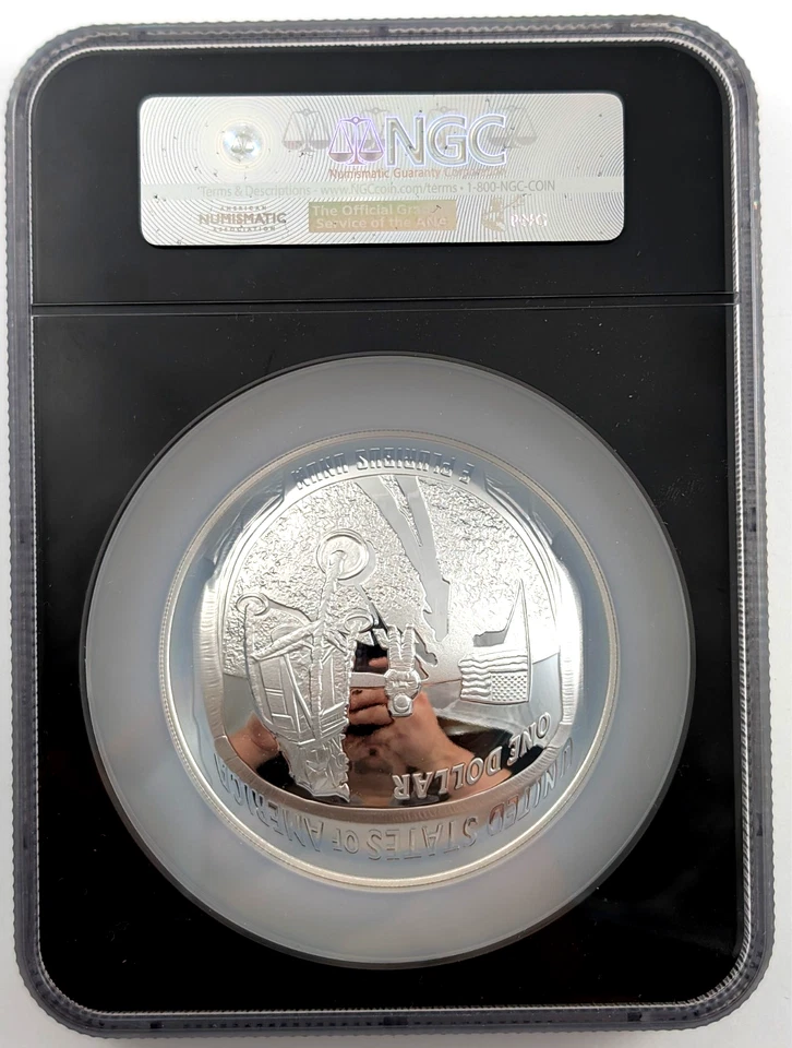 2019 P Apollo 11 Proof 5 Ounce Silver $1 NASA Charlie Duke Signed NGC PF70 FDOI - Image 3 of 4