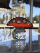Vintage Signed Orrefors Glass Mushroom Red Cap