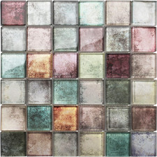 Antique 2" x 2" Glazed Red Grey Mosaic Tile Backsplash Box of 5 Sheets