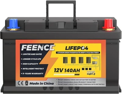 FEENCE Batteria 12V 140Ah H190 Bluetooth LiFePO4, con 150A BMS perfetta per camper