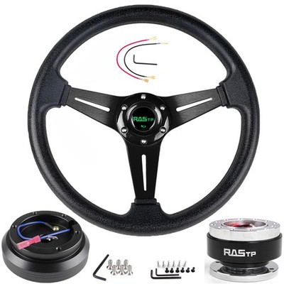 14''Steering Wheel+Quick Release+Hub Adapter For Mitsubishi Eclipse Lancer Galant
