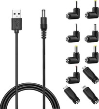 DC 5V Power Cord, USB to 5.5x2.1mm Plug Charging Cable with 10 Black