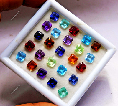 AAA 6 mm 15 Pcs Natural Mix Color Sapphire Square CERTIFIED Loose Gemstone Lot