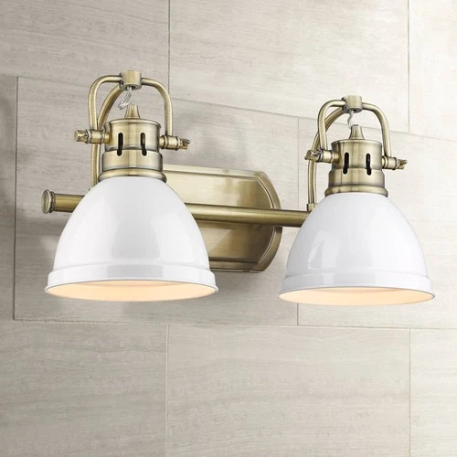 Duncan 16 1/2" Wide Aged Brass and White  2-Light Bath Light - Picture 1 of 5