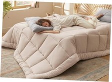 Comforter Duvet Insert - Quilted Comforters Size, All Season Queen Beige