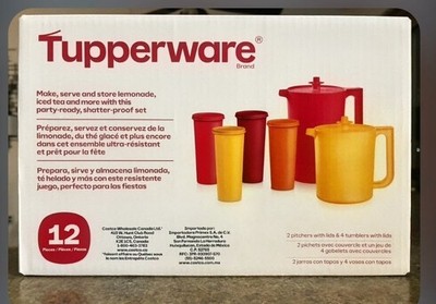 Tupperware Heritage 2 Pitchers And 4 Tumblers Set With Lids 12 Pc Pink Orange