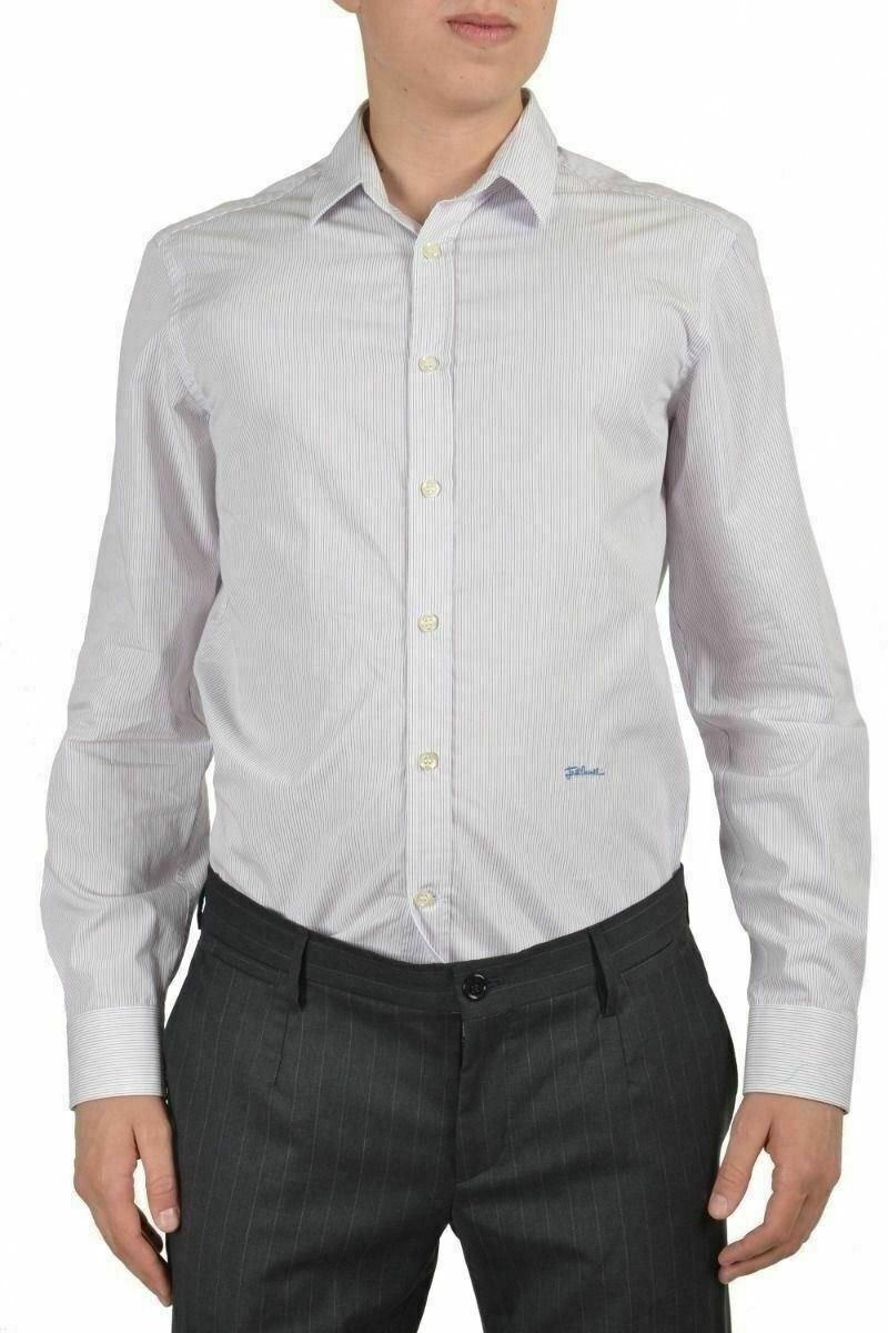 Мужская повседневная рубашка в фиолетовую полоску с длинным рукавом Just Cavalli Sz US S IT 48 13990₽