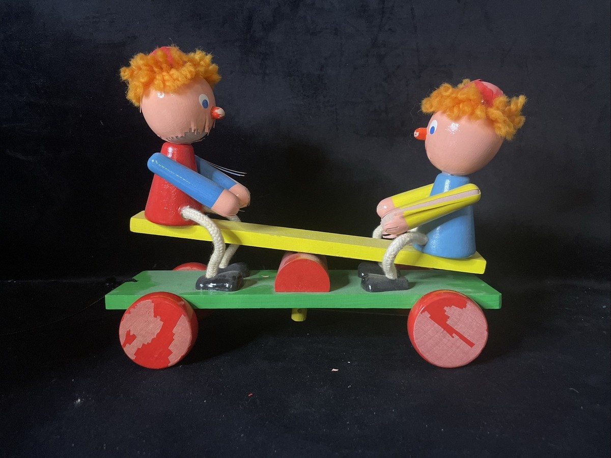 Vintage Rare HTF Miva Teeter Totter Pull Toy Baby Einstein (See