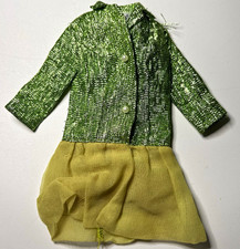 Vtg Barbie City Sparkler 1457 Green Lame Dress 1970 Mattel Mod Era TLC Flaw