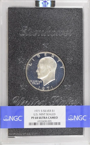 1971 S Silver $1 U.S. Mint Sealed NGC PF 68 Ultra Cameo