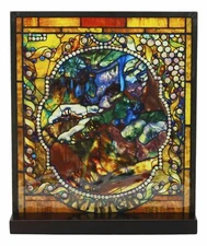 Louis Comfort Tiffany Four Seasons Collection Winter Stained Glass Art With Base