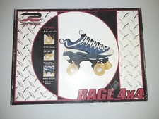 Vintage Rage 4x4 Quad Roller Skates Blue /Grey/Yellow Women Sz 5/Men Sz 3