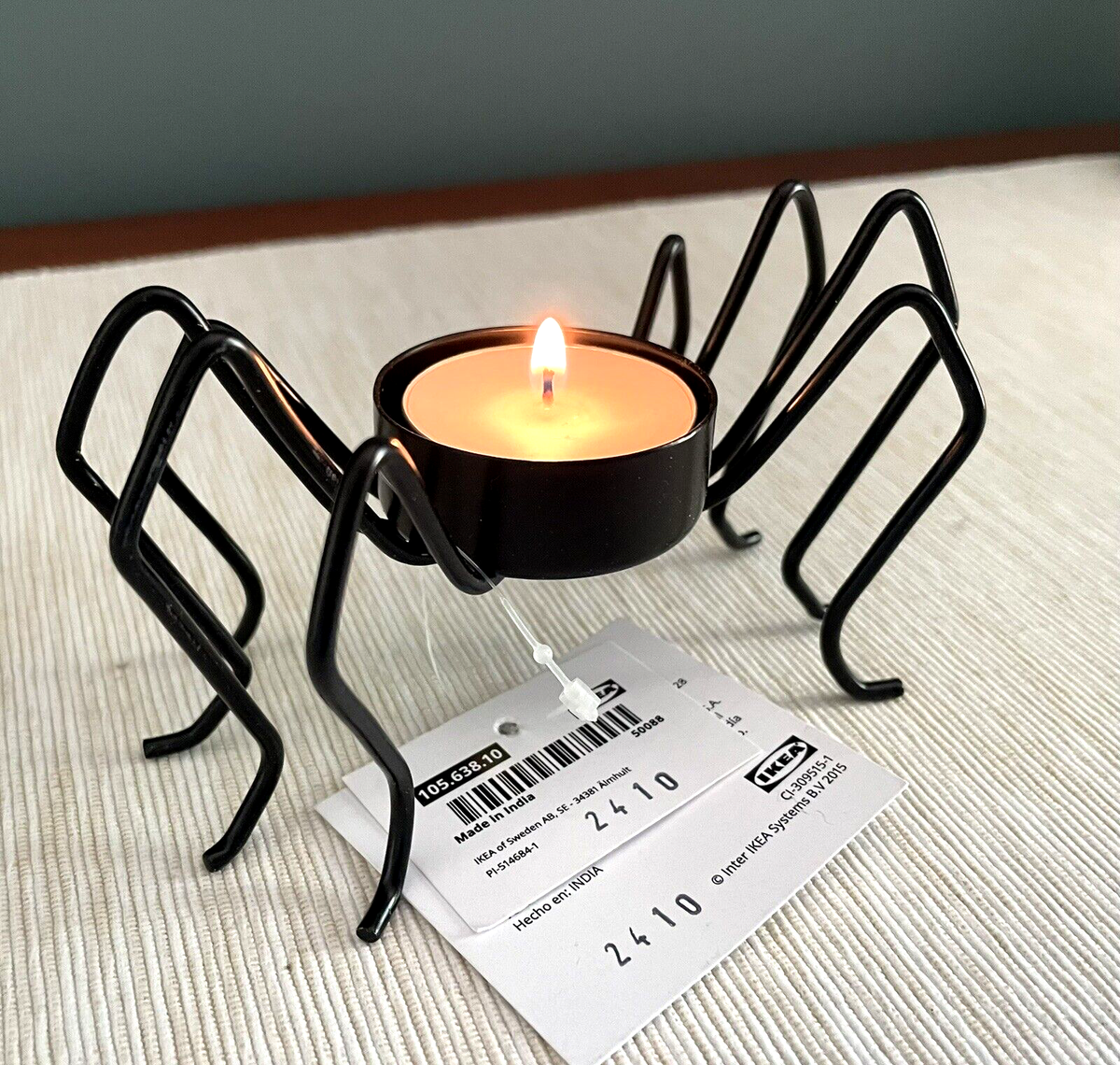IKEA Kustfyr SPIDER Tealight Candle Holder Decor Black 3