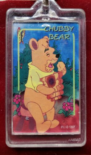 1997 CHUBBY BEAR KEY FOB( WINNIE THE POOH BEAR ?? )P.I.I. MANUFACTURED KEY CHAIN - Picture 1 of 3