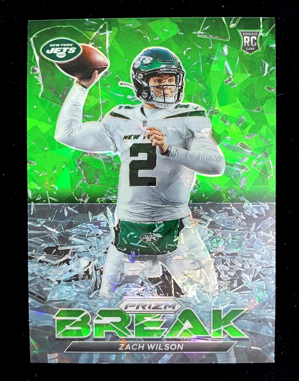 2021 Prizm Zach Wilson RC Prizm B-R-E-A-K *Color Match* Green Ice Prizm