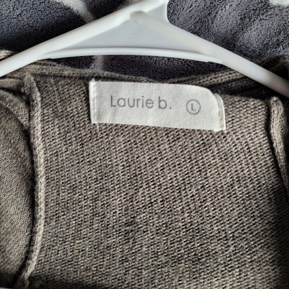 Cardigã feminino Laurie B mistura de cashmere suéter tamanho grande aberto malha com nervuras - Imagem 3 de 4