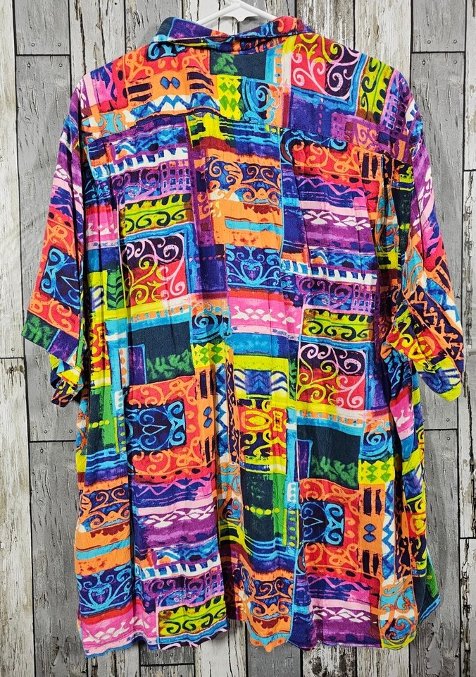 Vtg Jams World Men's Hawaiian Shirt Sz XL Rayon Pocket Tropical Retro