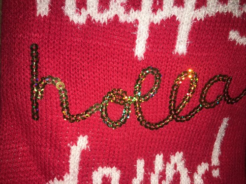 Dog Holiday Christmas Sweater Apparel RED Gold Sparkly Happy Holla Days! Size XS - Picture 3 of 5
