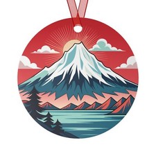 MT FUJI JAPAN, Japanese Mountain Travel, Personalized 3.5" Round Metal Ornament