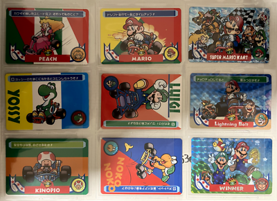 マリオカート1993年　全種complete品6枚セット Super Mario Kart Trading Card Set Bandai 1993 21 Card