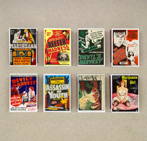 set of 8 matches box 30s 40s cautionary films vintage movie reprint match holder - Picture 1 of 2
